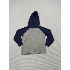 Polo Ralph Lauren Shirt Boys 3T Hooded Waffle Knit Thermal Blue & Gray